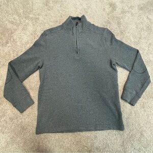 Black Brown 1826 gray quarter zip mock neck long sleeve sweater Sz S 100% cotton